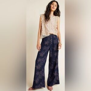 Pilcro and the Letterpress by Anthropologie Floral Wide Leg Pants size 27